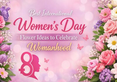 Creative Women’s Day flower arrangements featuring roses, tulips, and lilies, symbolizing empowerment, appreciation, and celebration of womanhood