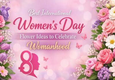 Creative Women’s Day flower arrangements featuring roses, tulips, and lilies, symbolizing empowerment, appreciation, and celebration of womanhood