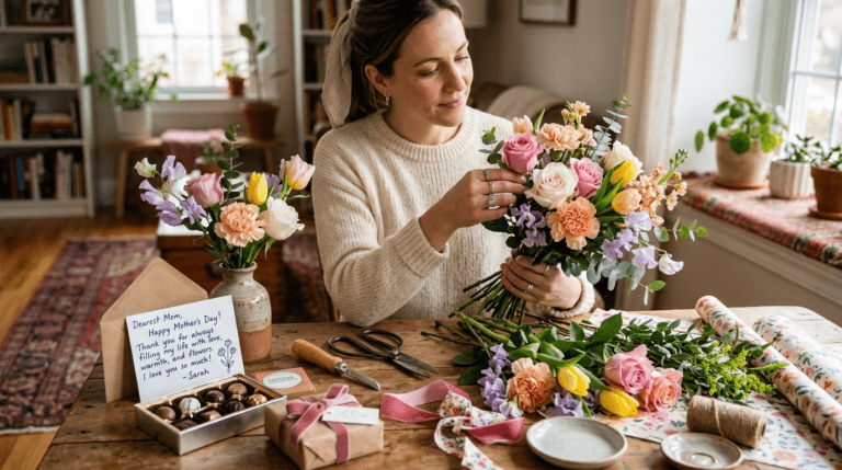 Personalized Mother’s Day flower bouquet with custom arrangement and heartfelt touch