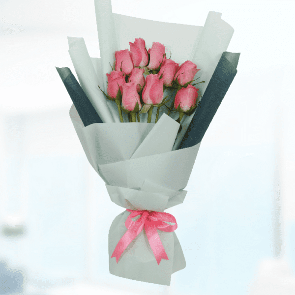 10 Stem Pink Roses Bouquet