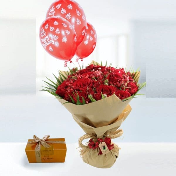 Birthday Combo Bouquet With Godiva 001-min
