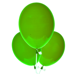 3 pcs green balloons with sticks & cups.