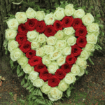 Heart Shape Red and White Flowers