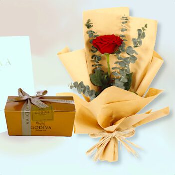 Red Rose with paper wrap Godiva