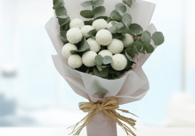 White Ping Pong Flower Bouquet