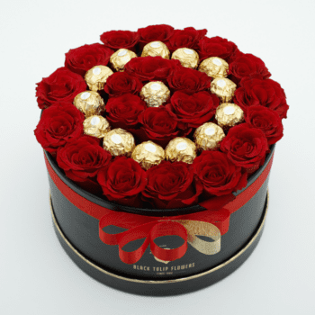 Box of Red Roses with Ferrero Rocher chocolates