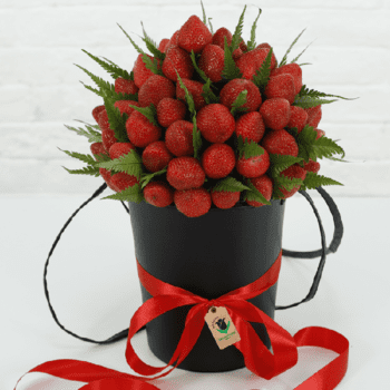 Strawberry in a velvet bag