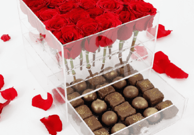 Red Roses with Brownies Chocolate Truffles delivery
