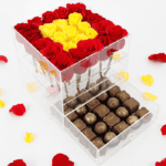 red-yellow-rose-with-brownies-chocolate-truffles
