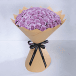 purple roses 100 kraft paper wrapping bouquet 001