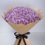 purple roses 100 kraft paper wrapping bouquet 003