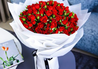 Captivating Red Bouquet by Black Tulip Flowers