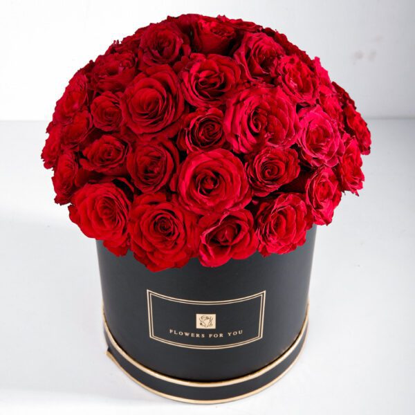 Classic Red flower box by Black Tulip Flowers
