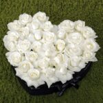 Perfect White Roses in Heart Shaped Box-1