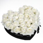 Perfect White Roses in Heart Shaped Box