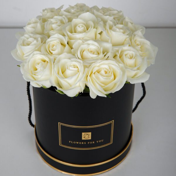 Reverence White flower box by Black Tulip Flowers