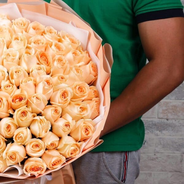 Warm Gratitude (3) Peach Roses Bouquet near me