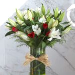 lilies and tulips tall vase 002