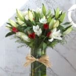 lilies and tulips tall vase 002