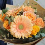 orange roses gerbera bouquet 002