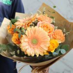 orange roses gerbera bouquet 003