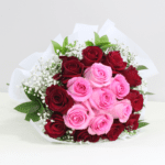 pink roses 6 red roses 10 white wrapping 001