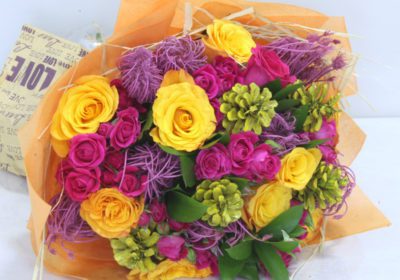 pink and orange flower bouquet