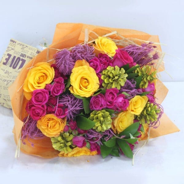orange and fushia 003 pink and orange flower bouquet