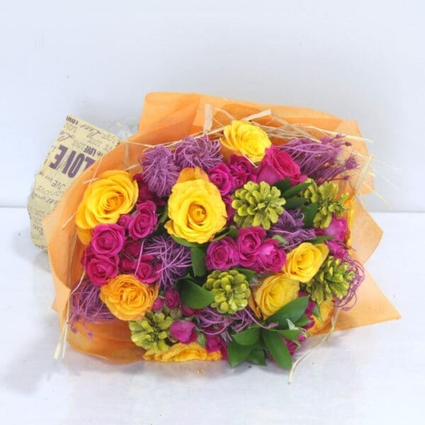 orange and fushia bouquet 001-min pink and orange flower bouquet