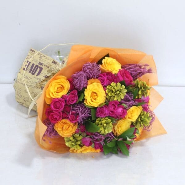 orange and fushia bouquet 003-min pink and orange flower bouquet