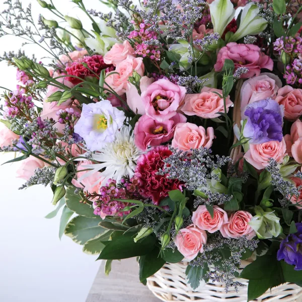Charming flower Basket-3 Charming basket composed of mix flowers