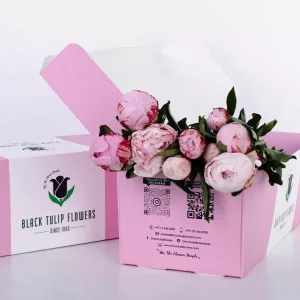 Pink Peonies in Pink Box online in Qatar