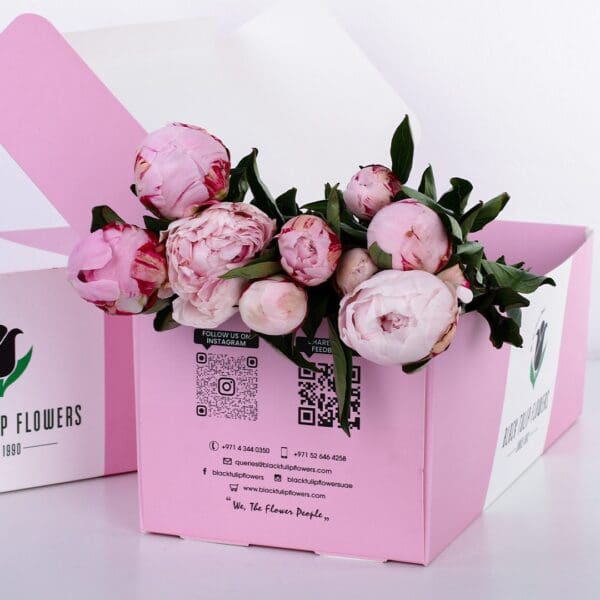 Peony-Pink-2 Pink Peonies in Pink Box online in Qatar