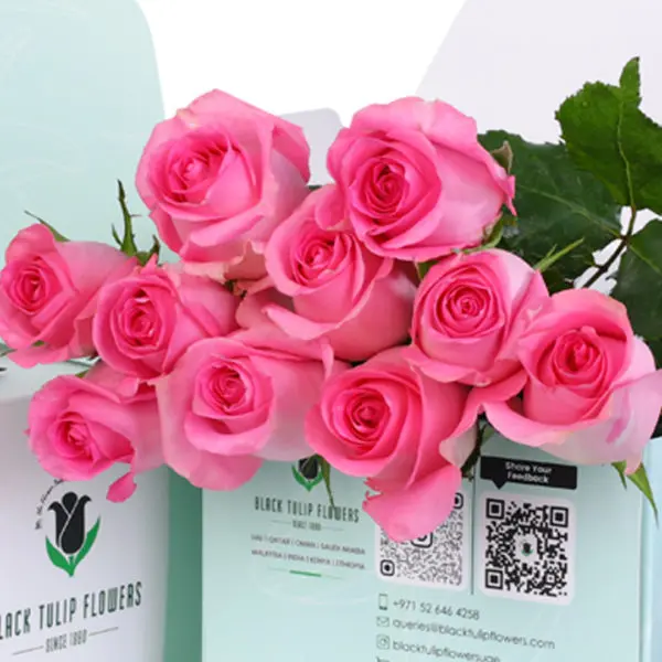 Pinky-Green-Box-2-600x600 Pink Roses in Green Box Online
