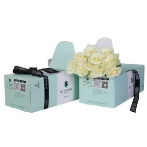 White Roses in Green Box