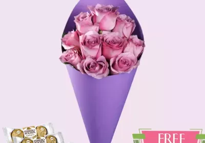 Bouquet of 10 Stems Purple Roses