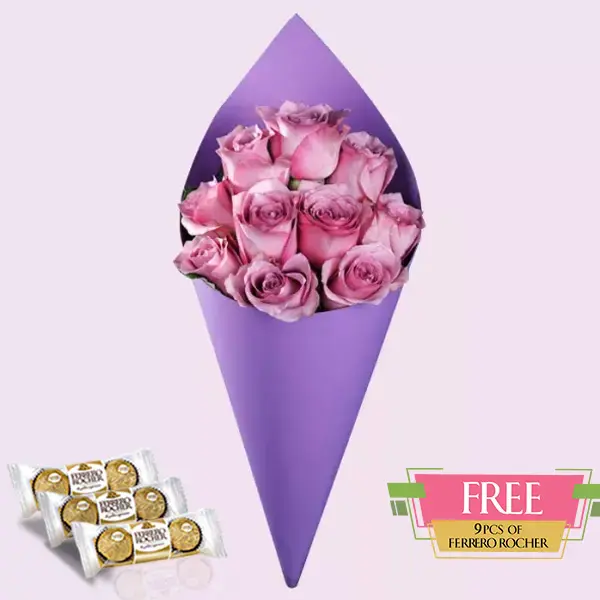 Bunch-of-10-stems-Purple-Rose Bouquet of 10 Stems Purple Roses