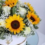 sunflowers and white roses 1