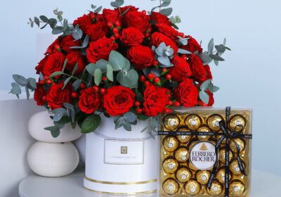 Pure Elegance Red Rose with Ferrero chocolate