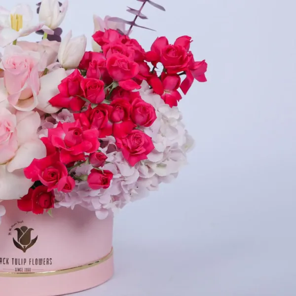 Artful Pink Box Flowers Online In Qatar