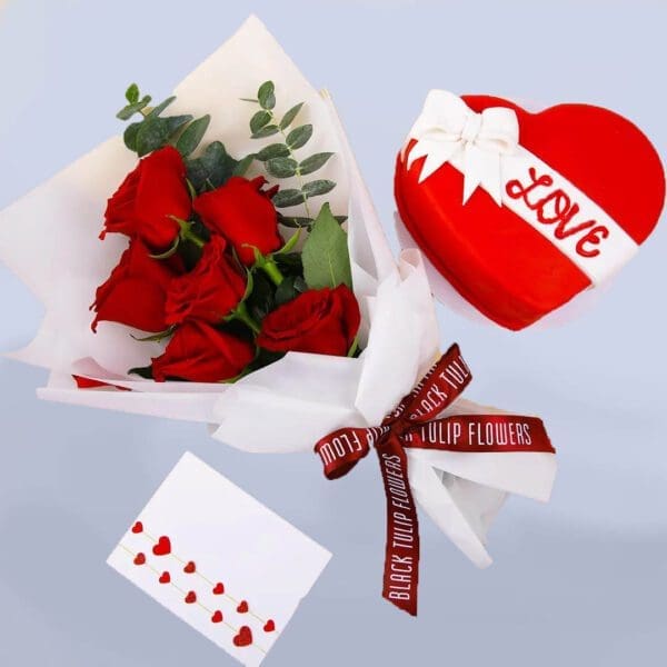 Cutie Bouquet with Cake2 copy. Cutie Bouquet with Cake In a Heart Shape Online