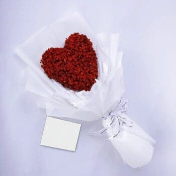 Pure Red heart Spray Painted Red Heart Shaped Bouquet