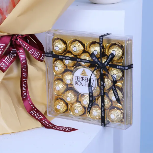 Tara Red Rose with Ferrero1 Tara Red Rose with Ferrero Rocher Chocolate Online