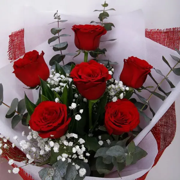 bunch_of_6_red_roses_1_ Scented Love 6 Red Roses Bouquet Online