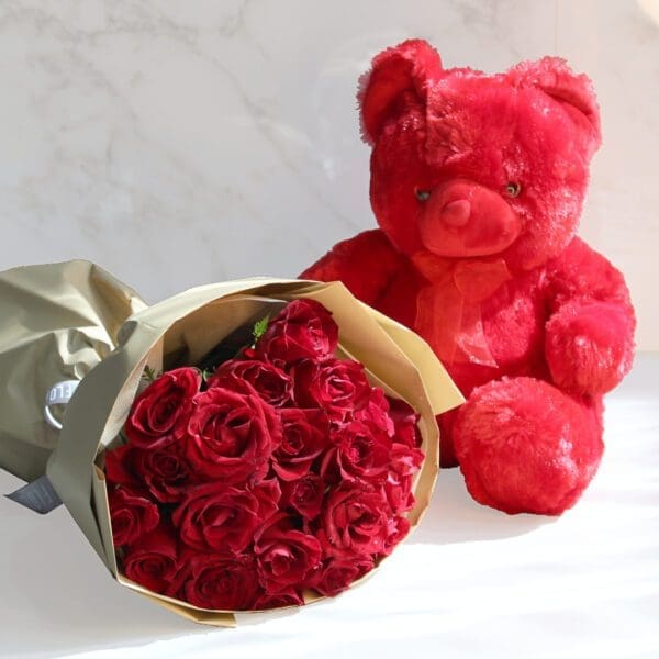 Roses with Chocolates and Teddy For Valentines Roses with Chocolates and Teddy For Valentines