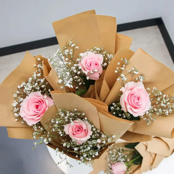 Single Pink Rose Wrapped with Gypso