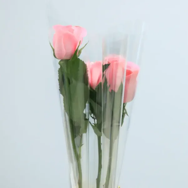 01-019 single stem light pink rose wrapped