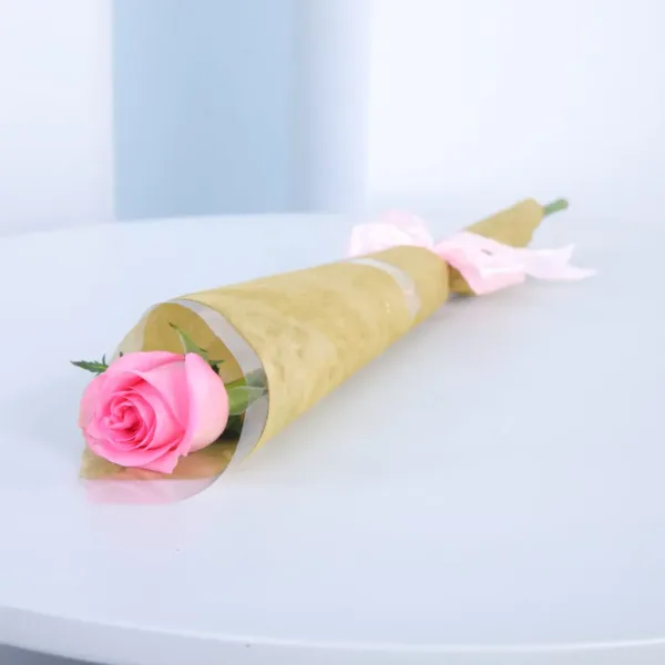 03-34-1080x1080 Single pink rose wrapped