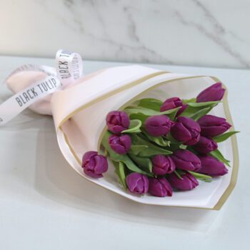 15 purple tulips bouquet