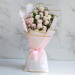pink roses bouquet pink wrapping 001